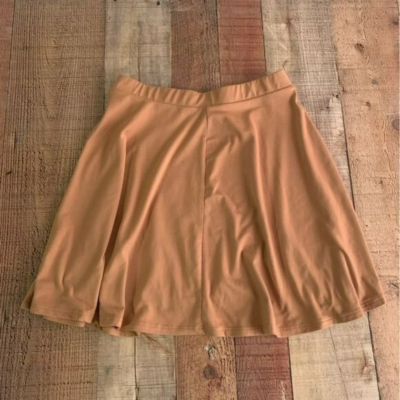 Lemon drop womens stretch knit mini skater skirt in tan in XS - Picture 3 of 5